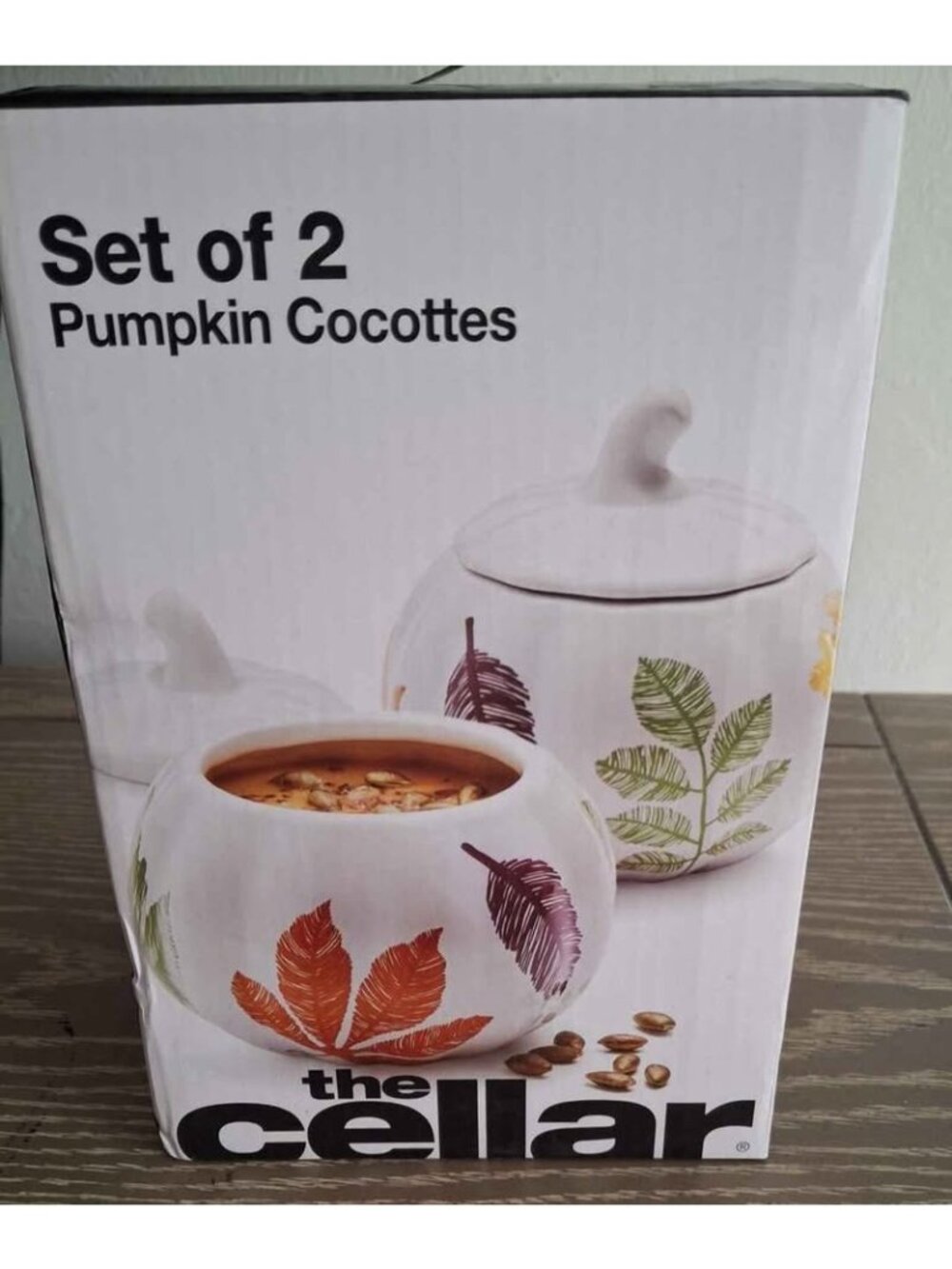 The Cellar Harvest Pumpkin Cocottes Set of 2 Stoneware Mini Casserole Dishes